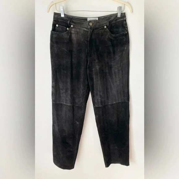 bagatelle Pants - Vintage Suede Leather Pants Women’s 8 Distressed 90’s Black Bagatelle Pant